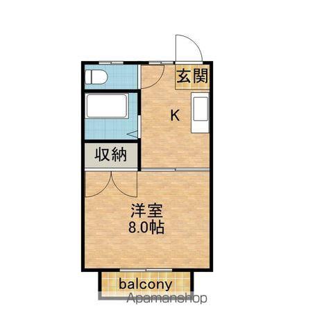 ピュアガーデン(1K/2階)の間取り写真