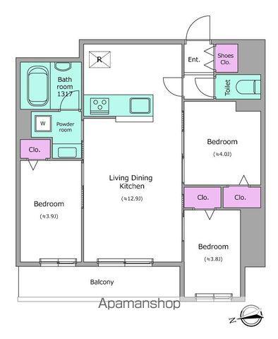 ドゥーエ日暮里Ⅲ(3LDK/2階)の間取り写真