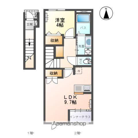 ティーフォレストII(1LDK/2階)の間取り写真