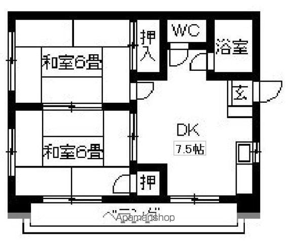 メゾン扶蓉(2DK/1階)の間取り写真