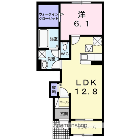 ヴェルドミール緑台2(1LDK/1階)の間取り写真
