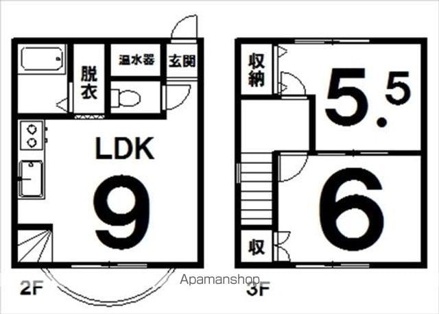 おしゃれブロック館DIG(2DK/2階)の間取り写真