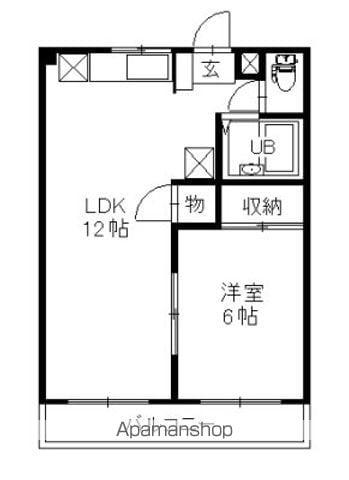 アーバンハイツヒロA(1LDK/2階)の間取り写真