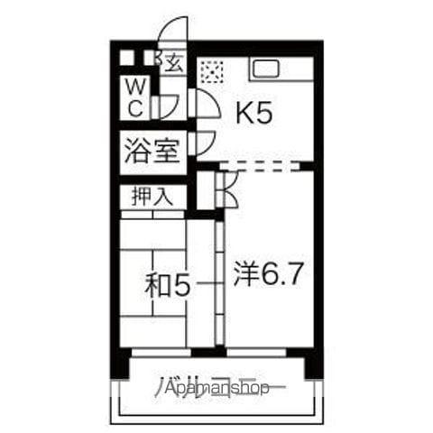 北18条駅光ハイツ(2K/5階)の間取り写真