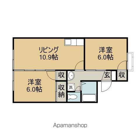 リバティハウスB(2LDK/2階)の間取り写真