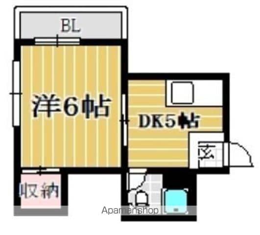 オリンダビレッジ薬院(1DK/4階)の間取り写真