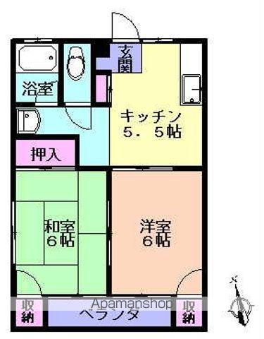 シティハウスリーセント(2K/1階)の間取り写真