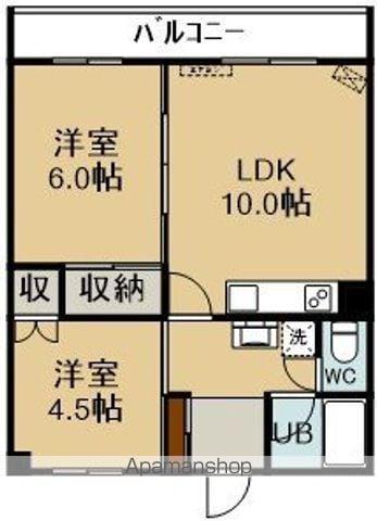 フローラ六番館(2LDK/2階)の間取り写真