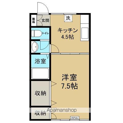ベルシティⅡ(1DK/2階)の間取り写真