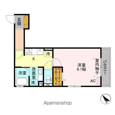 ライトグリーン鶴賀(1K/3階)の間取り写真