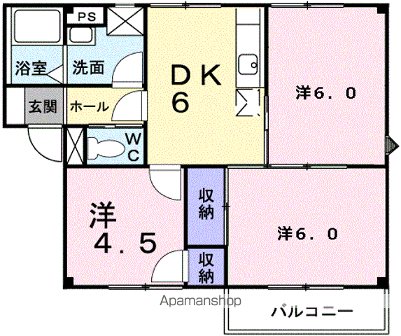 ウィステリアタウンA(3DK/1階)の間取り写真
