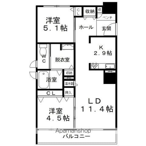MOTTOたくま宿(2LDK/7階)の間取り写真