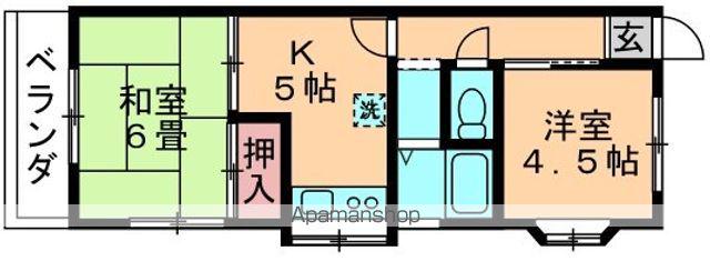 ハイツ青葉(2K/2階)の間取り写真