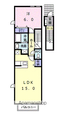 グレイスハーモニーⅡ(1LDK/2階)の間取り写真