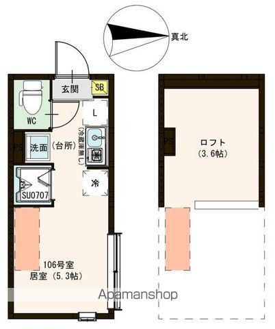 ハーモニーテラス中村南(ワンルーム/1階)の間取り写真