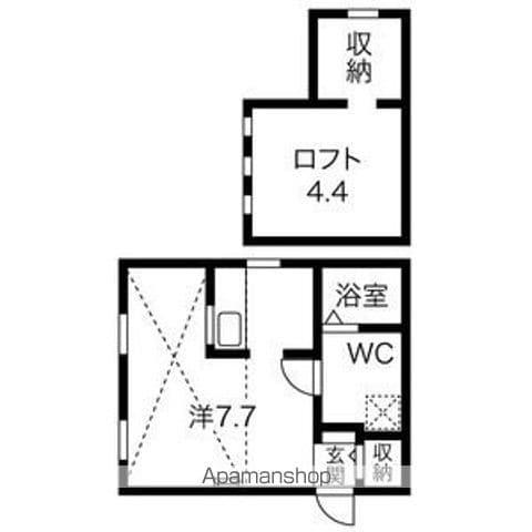 ロフト壱番館(ワンルーム/2階)の間取り写真