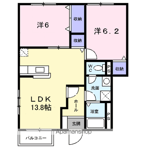 セレーノA(2LDK/1階)の間取り写真
