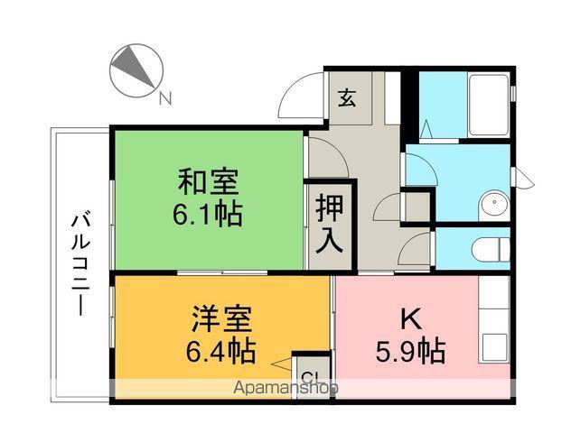 シャーメゾン伊野(2K/2階)の間取り写真