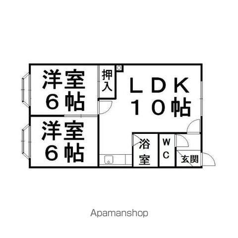 ウィンディ北見1960(2DK/2階)の間取り写真