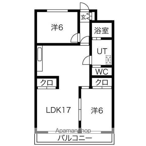 ロイヤルマンション丁田(2LDK/5階)の間取り写真