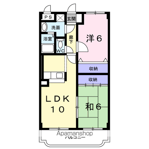 フリーデンサトー(2LDK/4階)の間取り写真