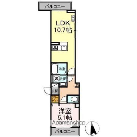 セレスティア豊島N(1LDK/2階)の間取り写真