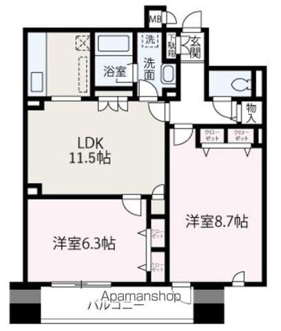 グランドール丸山台(2LDK/1階)の間取り写真