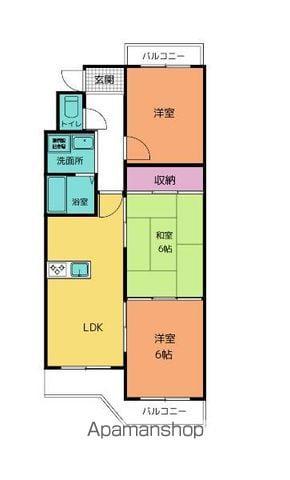 シャトー春山(3LDK/1階)の間取り写真