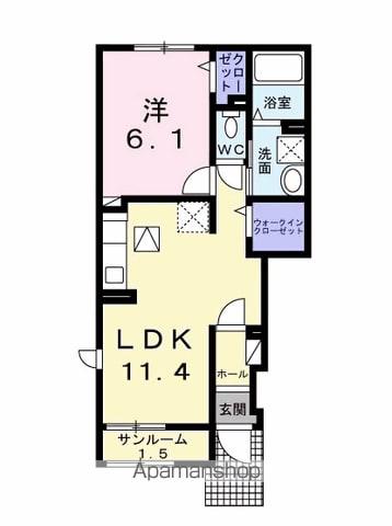 キャンビリーⅠ(1LDK/1階)の間取り写真