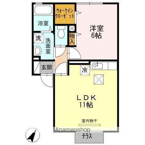 グッドラック高平(1LDK/1階)の間取り写真