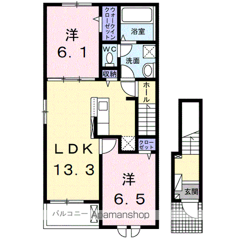 レスポワール D(2LDK/2階)の間取り写真