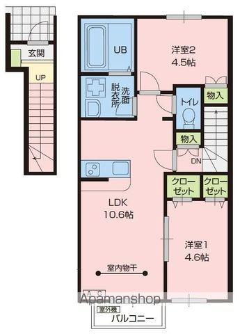 ゴールドムーン(2LDK/2階)の間取り写真