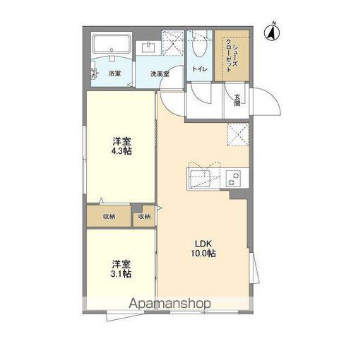 ウェルスクエア方南町Ⅱ(2LDK/1階)の間取り写真