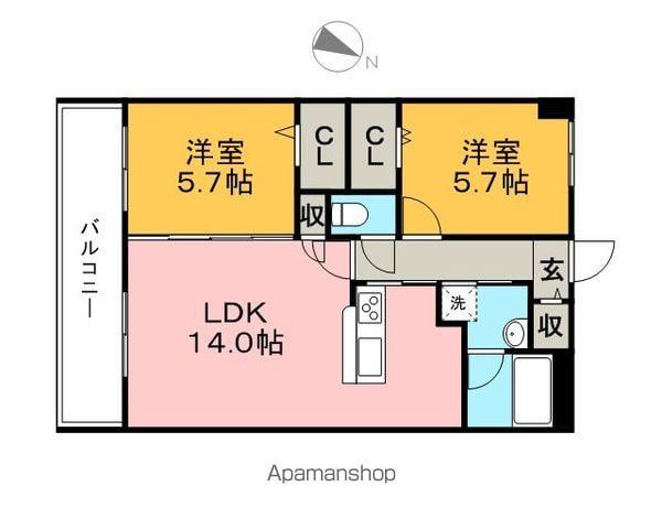 ブランシュール(2LDK/2階)の間取り写真