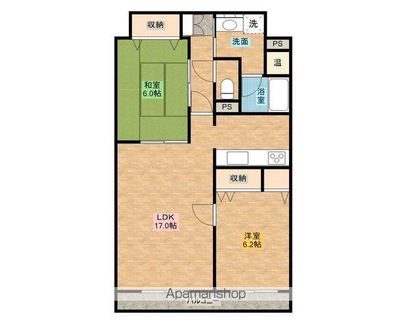 クリアスプリング中央 2番館(2LDK/3階)の間取り写真