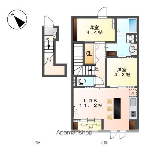 弥富市鯏浦町上本田アパート(2LDK/2階)の間取り写真