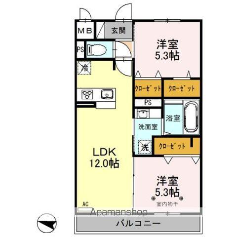 ENRICH(2LDK/2階)の間取り写真
