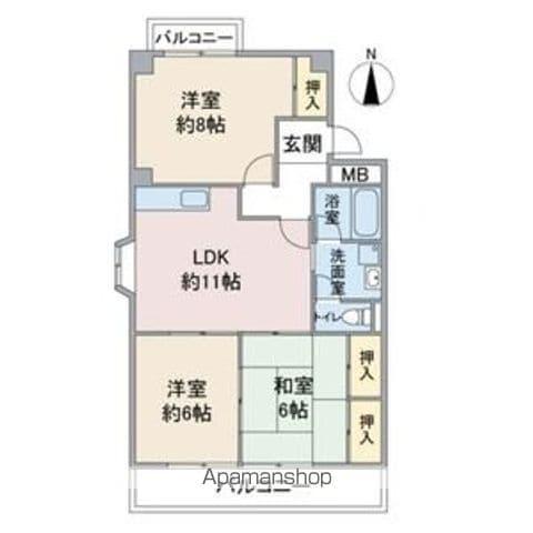 七反田ハイツ(3LDK/3階)の間取り写真