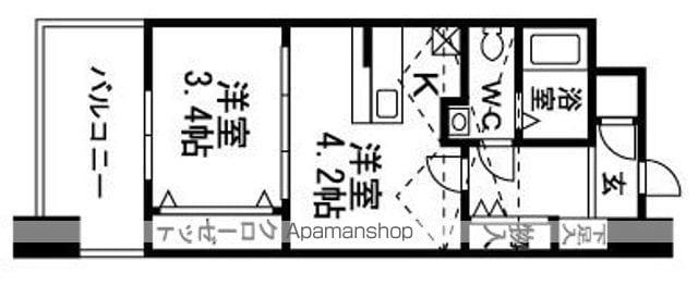 NO62 タワーズアヴァンギャルド(2K/4階)の間取り写真