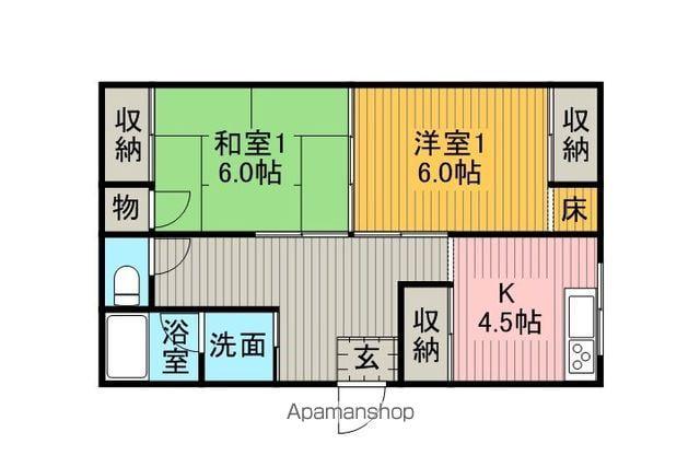 中央本線 茅野駅 徒歩25分 1階建 築37年(2K)の間取り写真