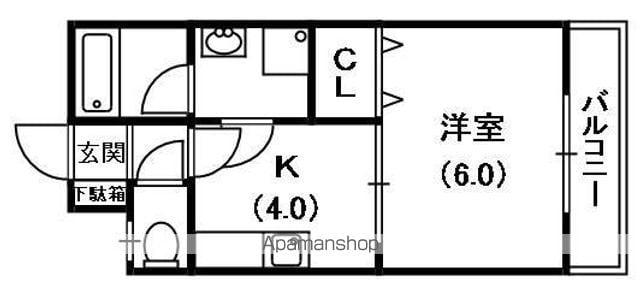 ユーベル1(1K/3階)の間取り写真