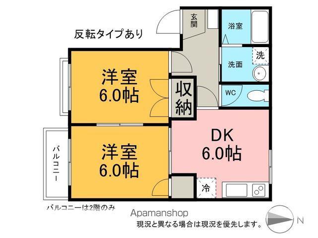 フレグランスメイハウス(2DK/1階)の間取り写真