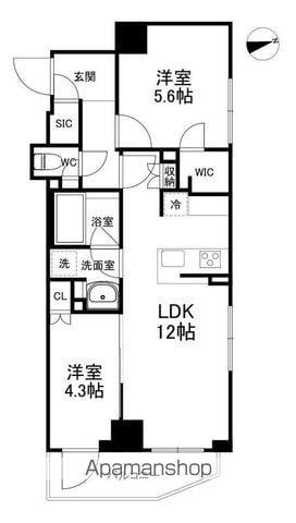 クレストコート世田谷松原(2LDK/4階)の間取り写真