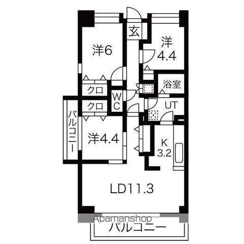 ドエル印場(3LDK/2階)の間取り写真