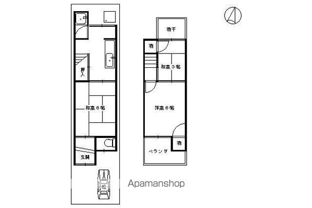 京都市烏丸線 北大路駅 徒歩35分 2階建 築73年(3K)の間取り写真