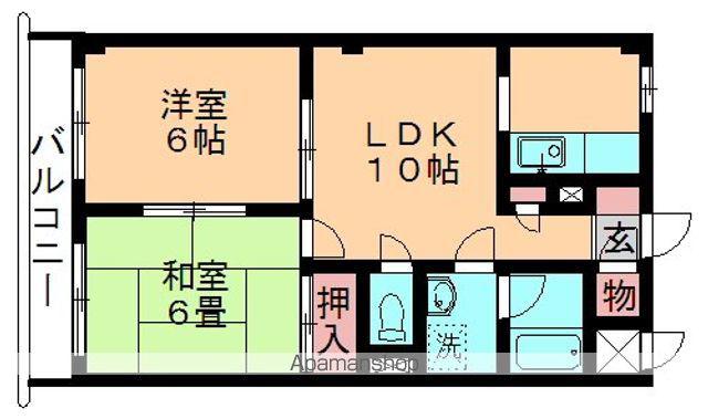 ハイランド園生(2LDK/2階)の間取り写真
