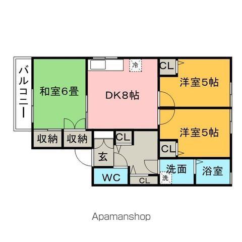スクエアⅢ(3DK/2階)の間取り写真
