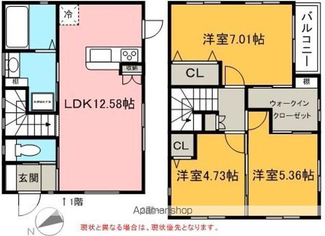 東海道本線 岡崎駅 徒歩31分 2階建 築12年(3LDK)の間取り写真