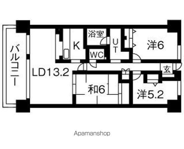 井清壽マンション(3LDK/6階)の間取り写真