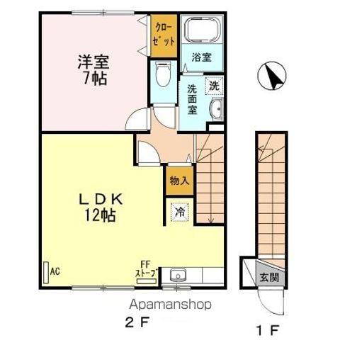 グランモア朋A(1LDK/2階)の間取り写真